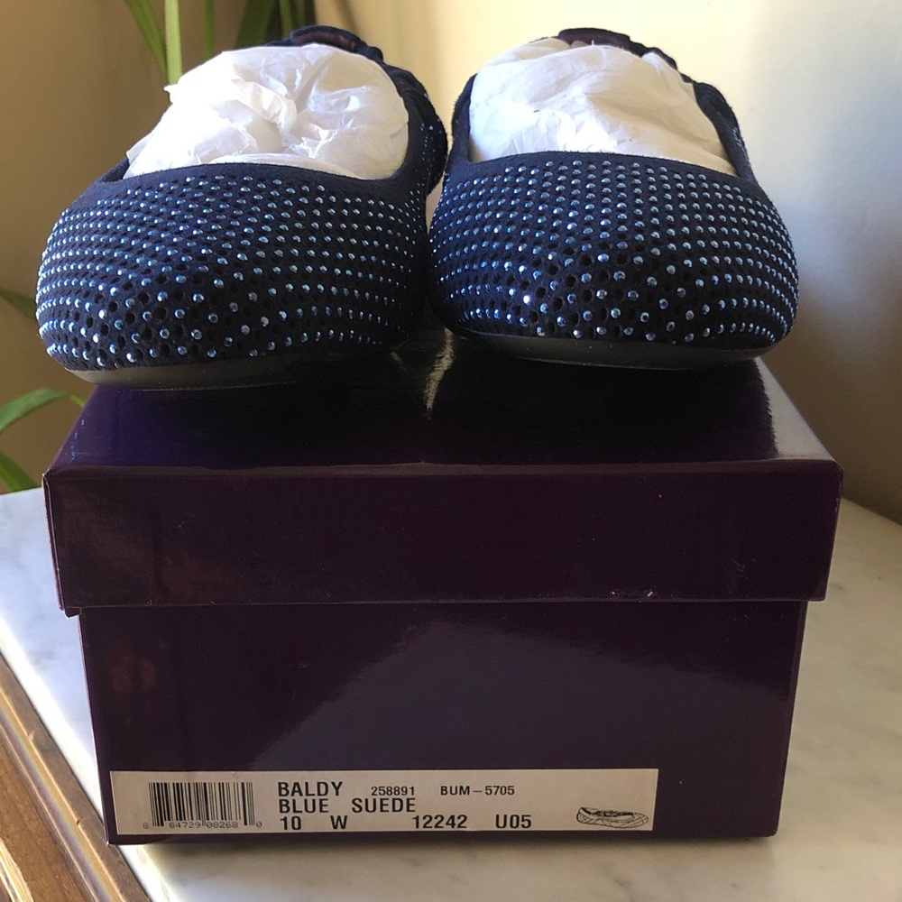 Vaneli Navy Rhinestone-Studded Ballet Flats - Picture 2 of 4